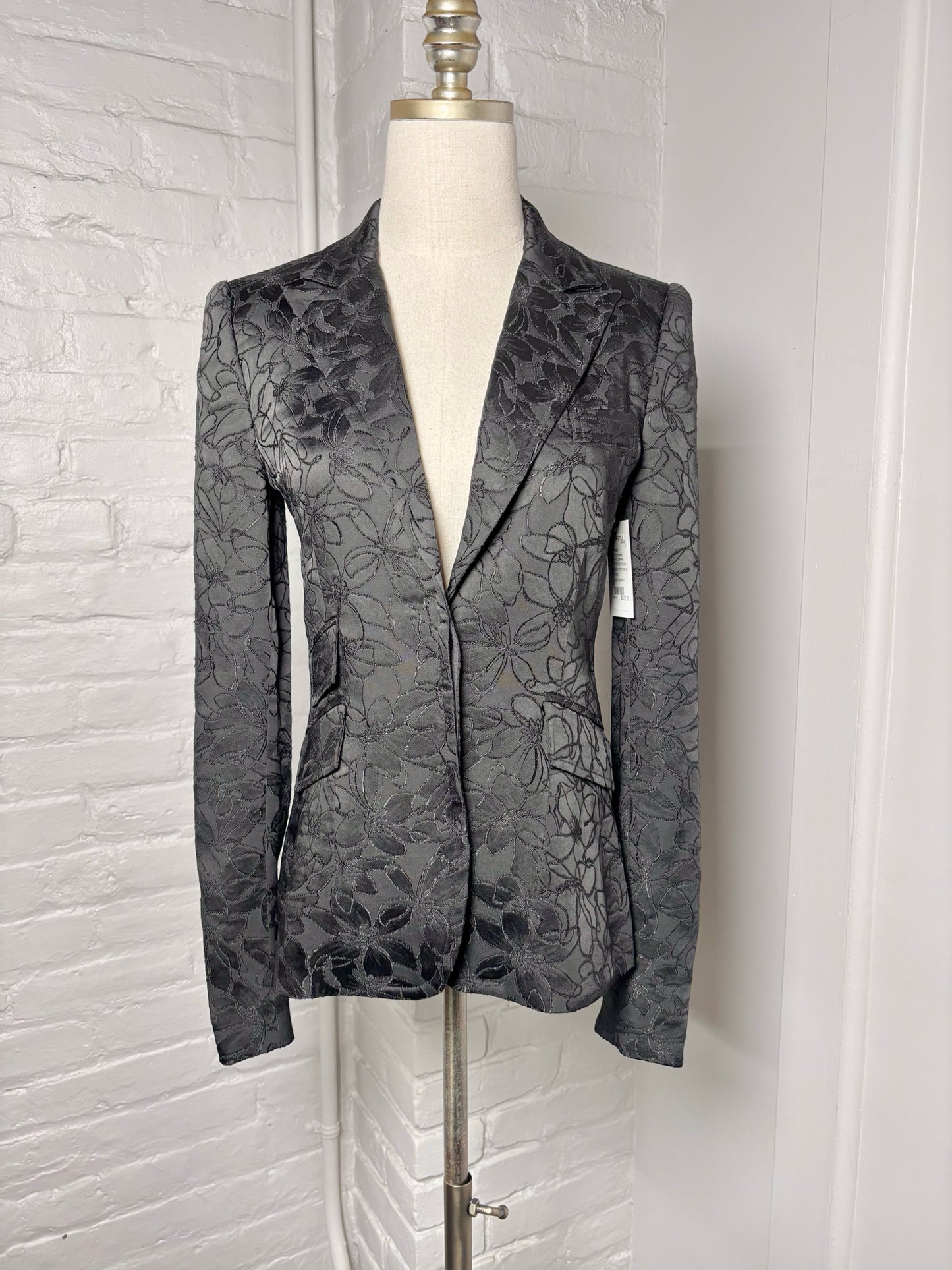 Women Size 0 ZAC POSEN Black Embroidered Special Occasion Blazer