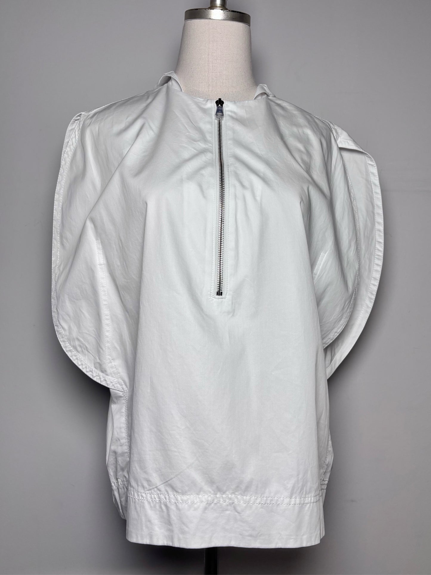 Women Size 8 Tib Origamii White Solid 100% Cotton Pre-owned Top