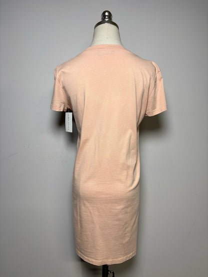 Women's Size S Desigual Peach & Black Floral Cotton Pre-Owned Short Sleeve Dress