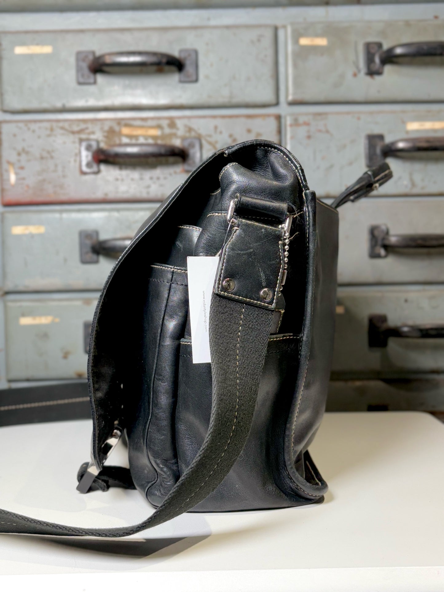 Men's Vintage Coach Leather Black Briefcase