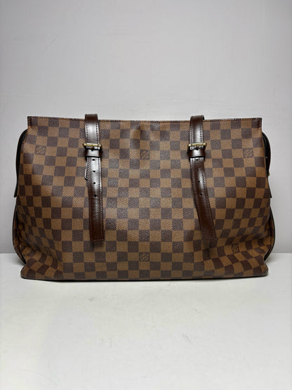 Women's Louis Vuitton Chelsea Damier Ebene Brown Coated Canvas Pre-Owned Large Tote Purse