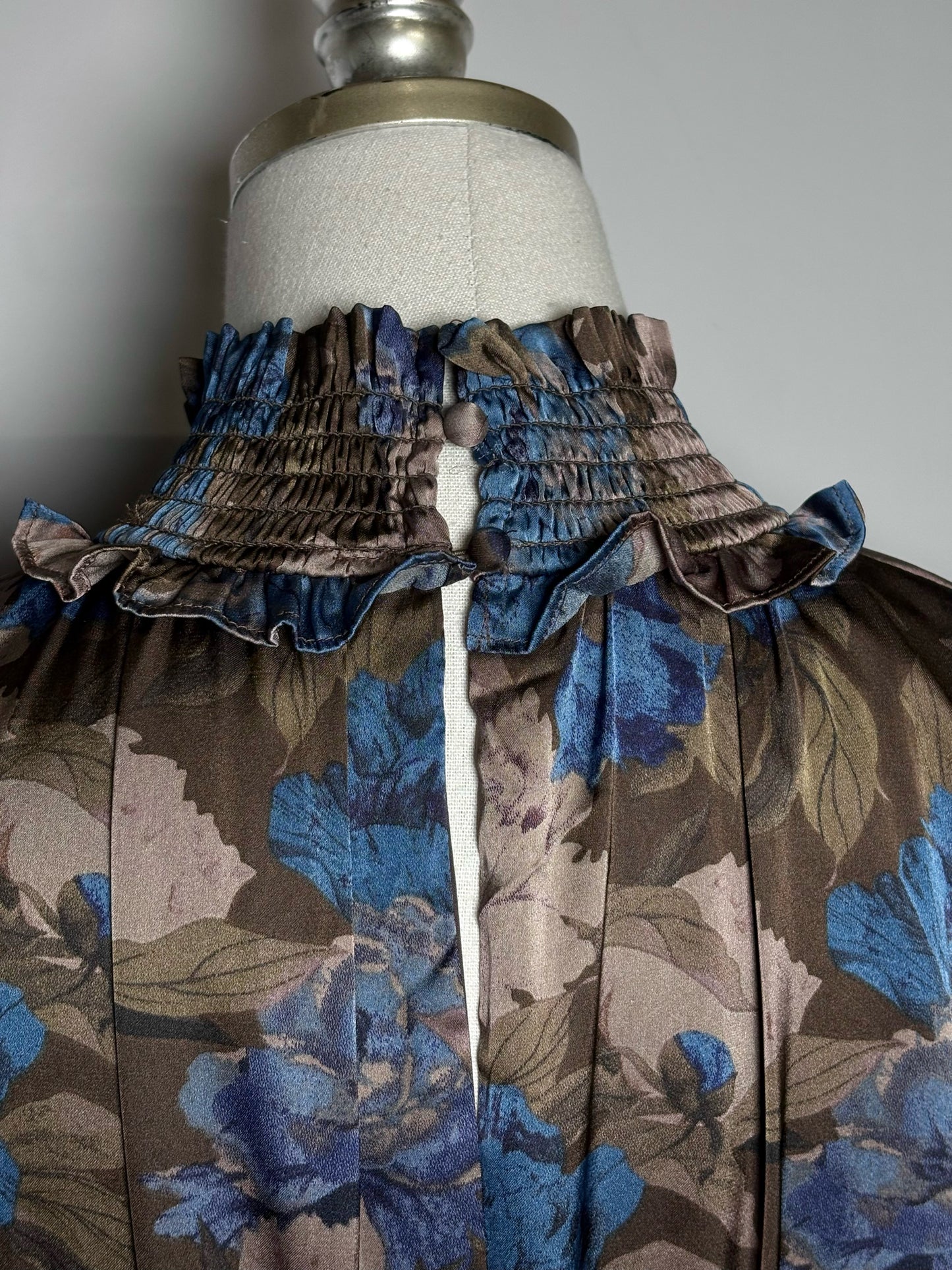 Women Size M Elliatt Brown, Blue Floral Polyester Women's Polyester Dress