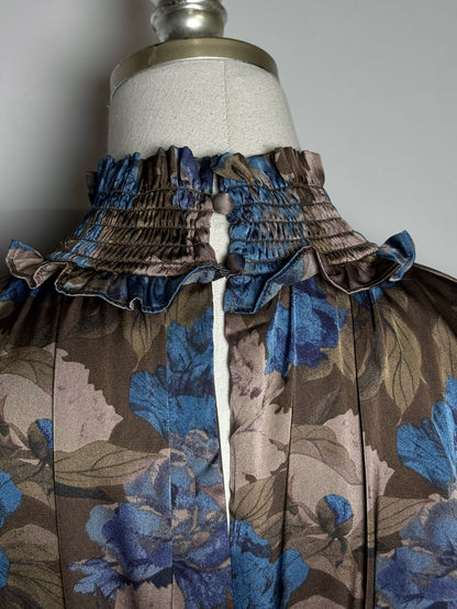 Women Size M Elliatt Brown, Blue Floral Polyester Women's Polyester Dress