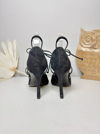 W Shoe Size 7 Stuart Weitzman Black Leather Suede Heels
