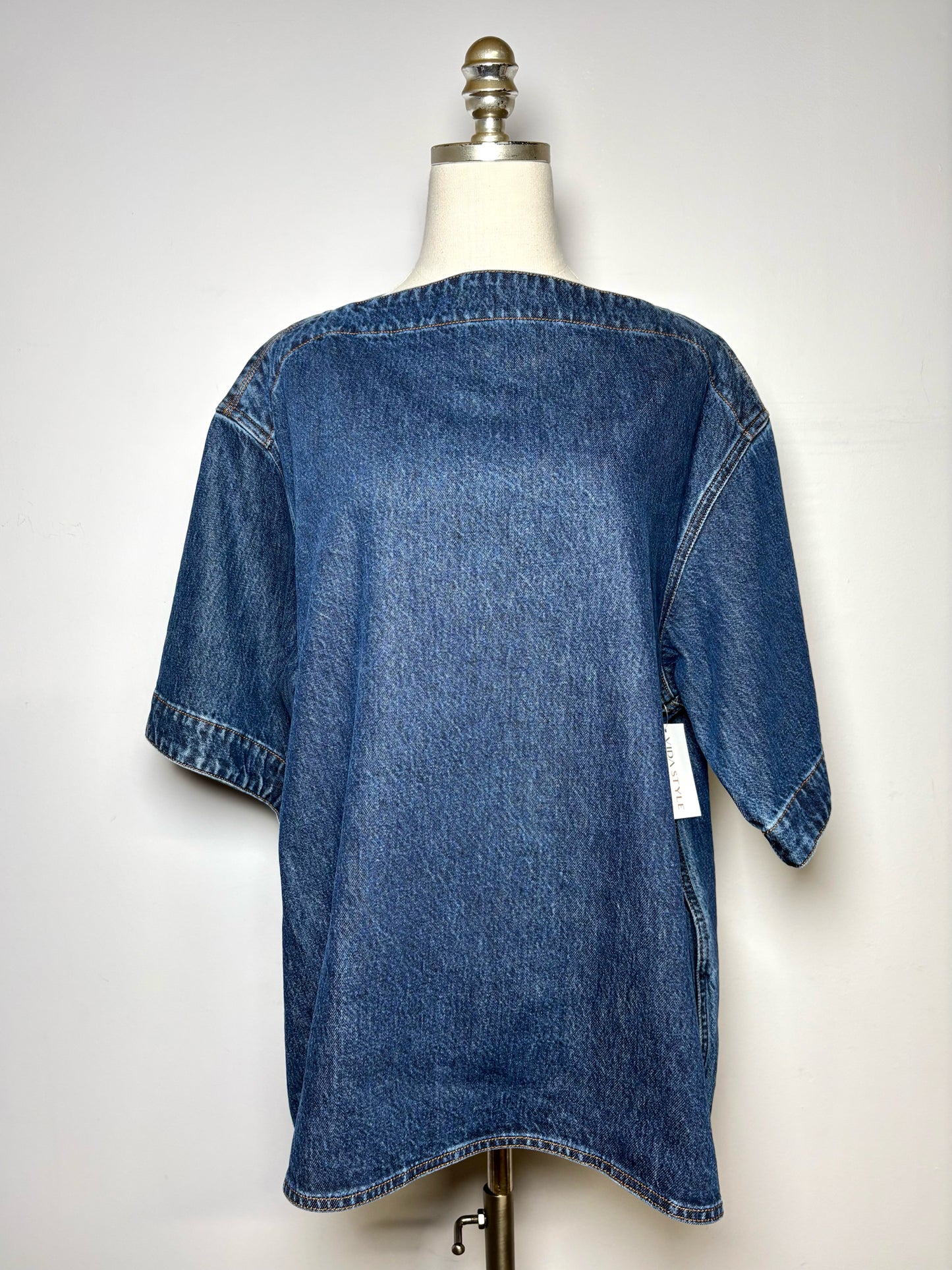 Women Size 40 Toteme Dark Blue Denim 100% Organic Cotton Pre-owned Top