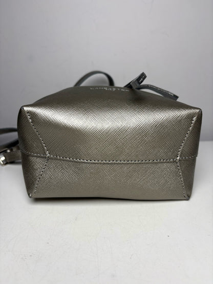 Women's Lancaster Paris Solid Saffiano Leather NWT Silver Mini Purse