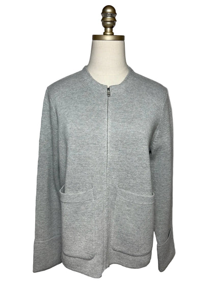 Women Size XS J.Crew 365 Light Gray Waffle Knit Cotton Wool Blend Pre-Owned Sweater