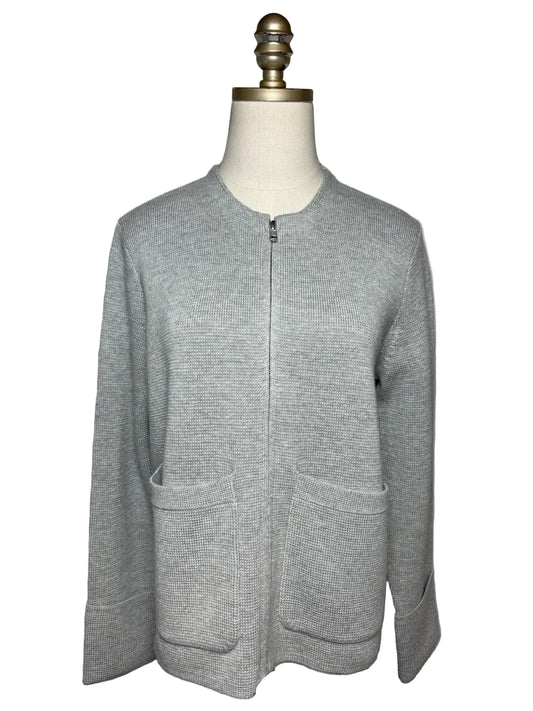 Women Size XS J.Crew 365 Light Gray Waffle Knit Cotton Wool Blend Pre-Owned Sweater