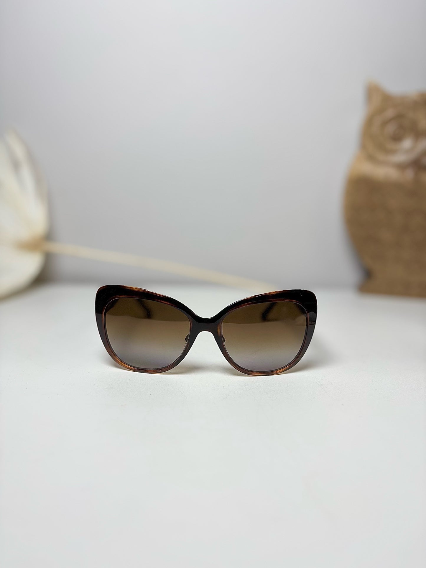 Burberry Brown Cat Eye Silvertone Hardware Sunglasses