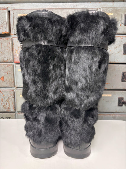 W Shoe Size 10 Tory Burch Black Rabbit Fur Boots