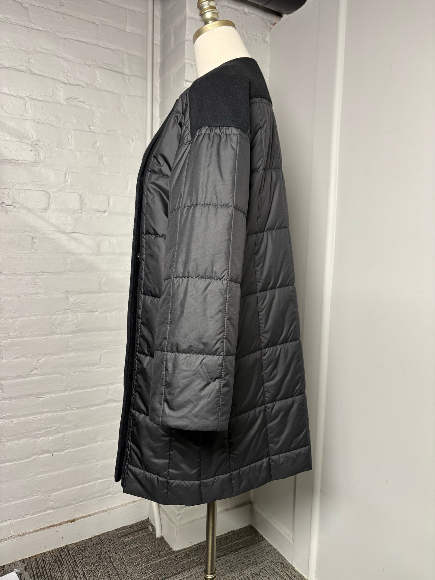 Women Size 36 Heliopole Black Quilted Polyblend Coat
