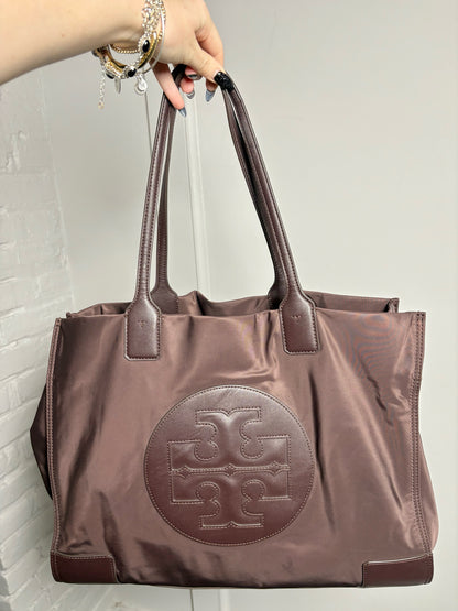Nylon Tory Burch Solid Nylon Eggplant Large Purse