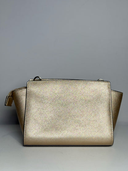 Women's Michael Kors Solid Leather Pre-owned Metallic Gold Small Purse