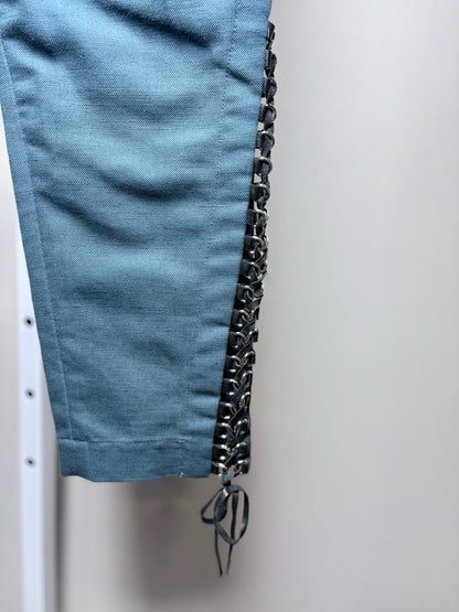 Women Size 38 (4 - 6 US) Isabel Marant Teal Solid Cotton/Linen Blend Pants Pre-Owned
