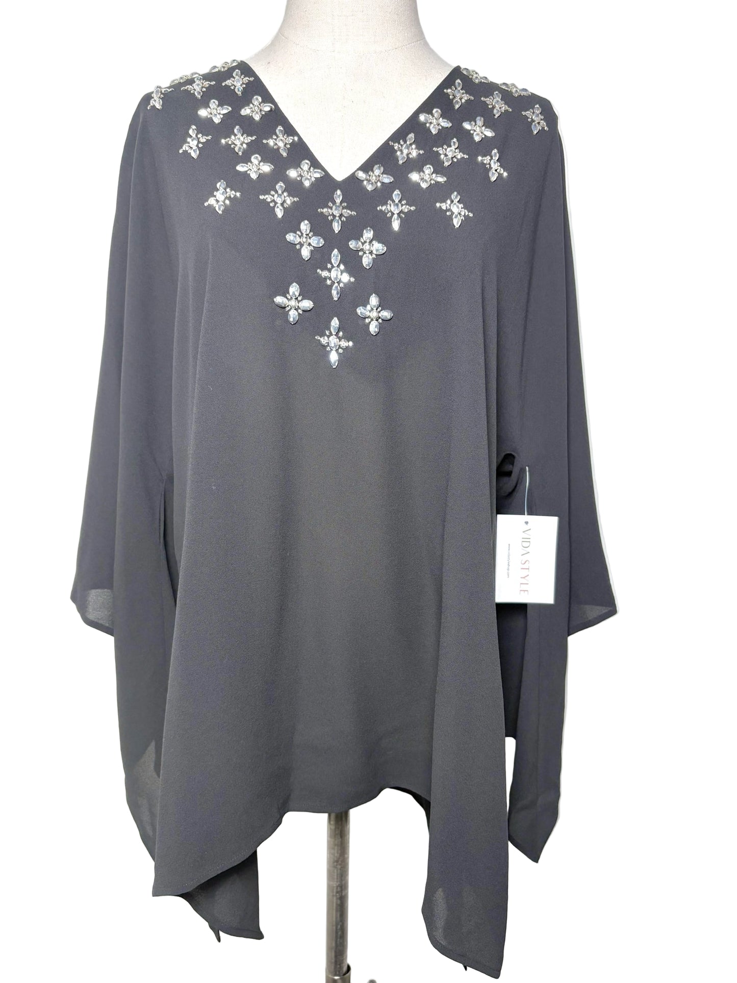 Women Size One Size Michael Kors Collection Black Embellished Silk NWT Blouse