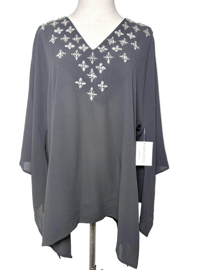 Women Size One Size Michael Kors Collection Black Embellished Silk NWT Blouse