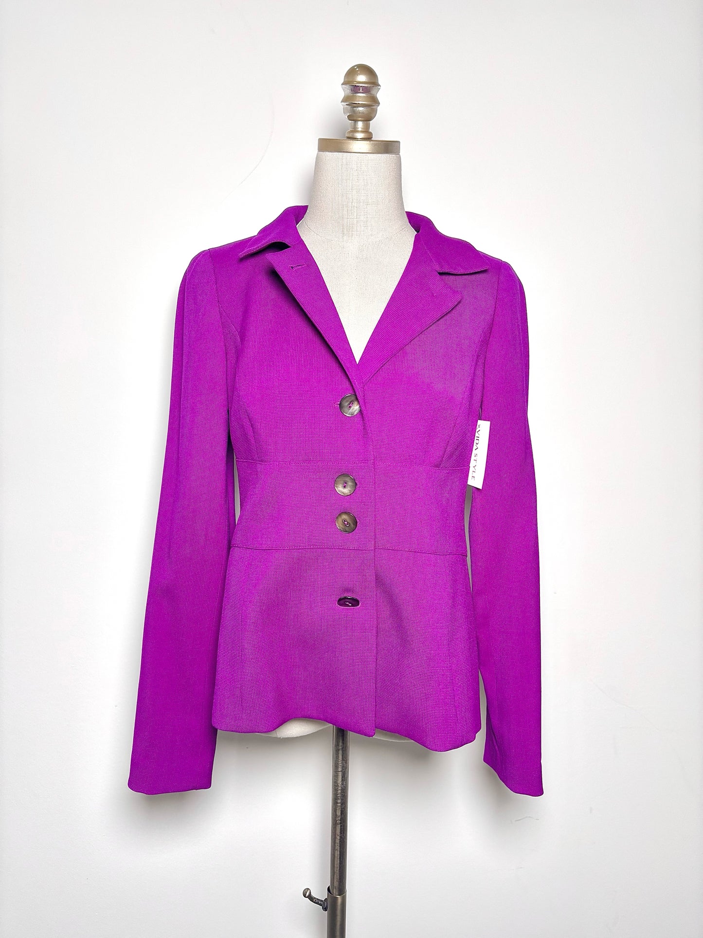 Blazer NINA MCLEMORE Purple Wool 5 Button-down Size 2