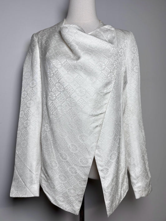 Women Size 6 Helmut Lang Off White Jacquard Asymmetric Hem Jacket