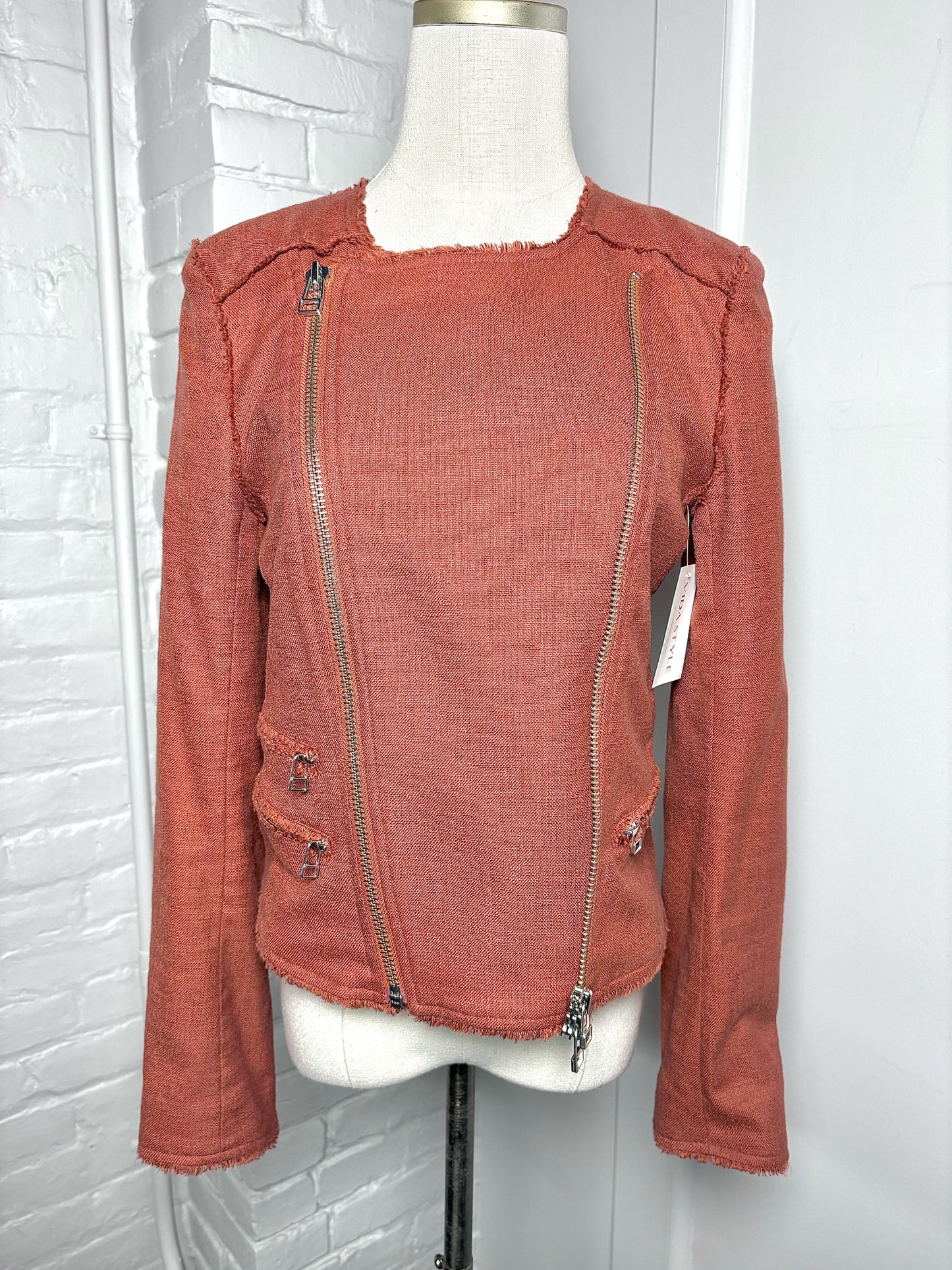 Women Size 6 Veronica Beard Terracotta Moto  Pre-owned Jacket