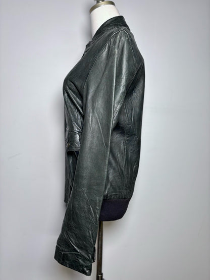 Women Size S Dolce & Gabbana Green Solid Leather Jacket