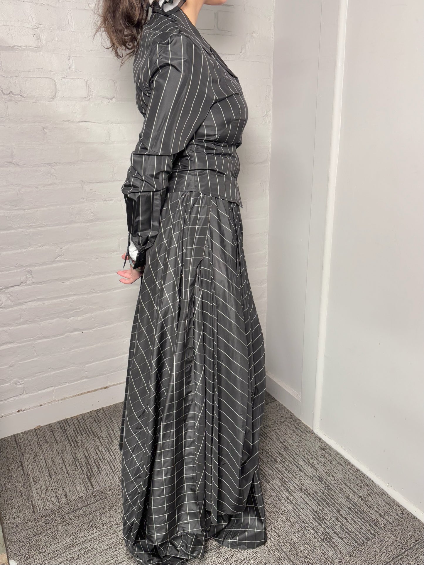 Women Size 8 Del Rosario Black & White Checkered Vintage Taffeta 2 Piece Set