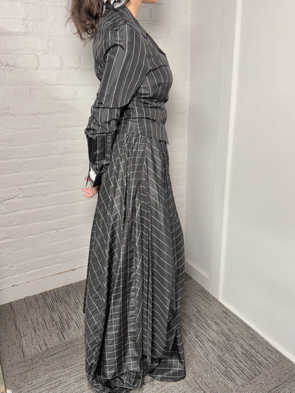 Women Size 8 Del Rosario Black & White Checkered Vintage Taffeta 2 Piece Set