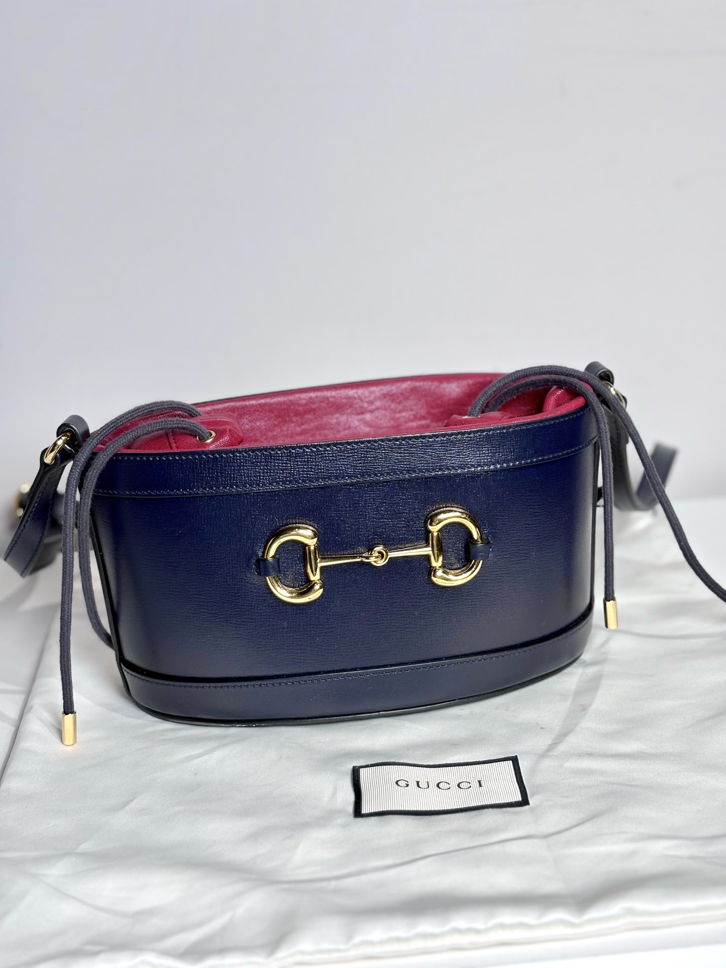 Leather Gucci Horsebit Red & Navy Purse