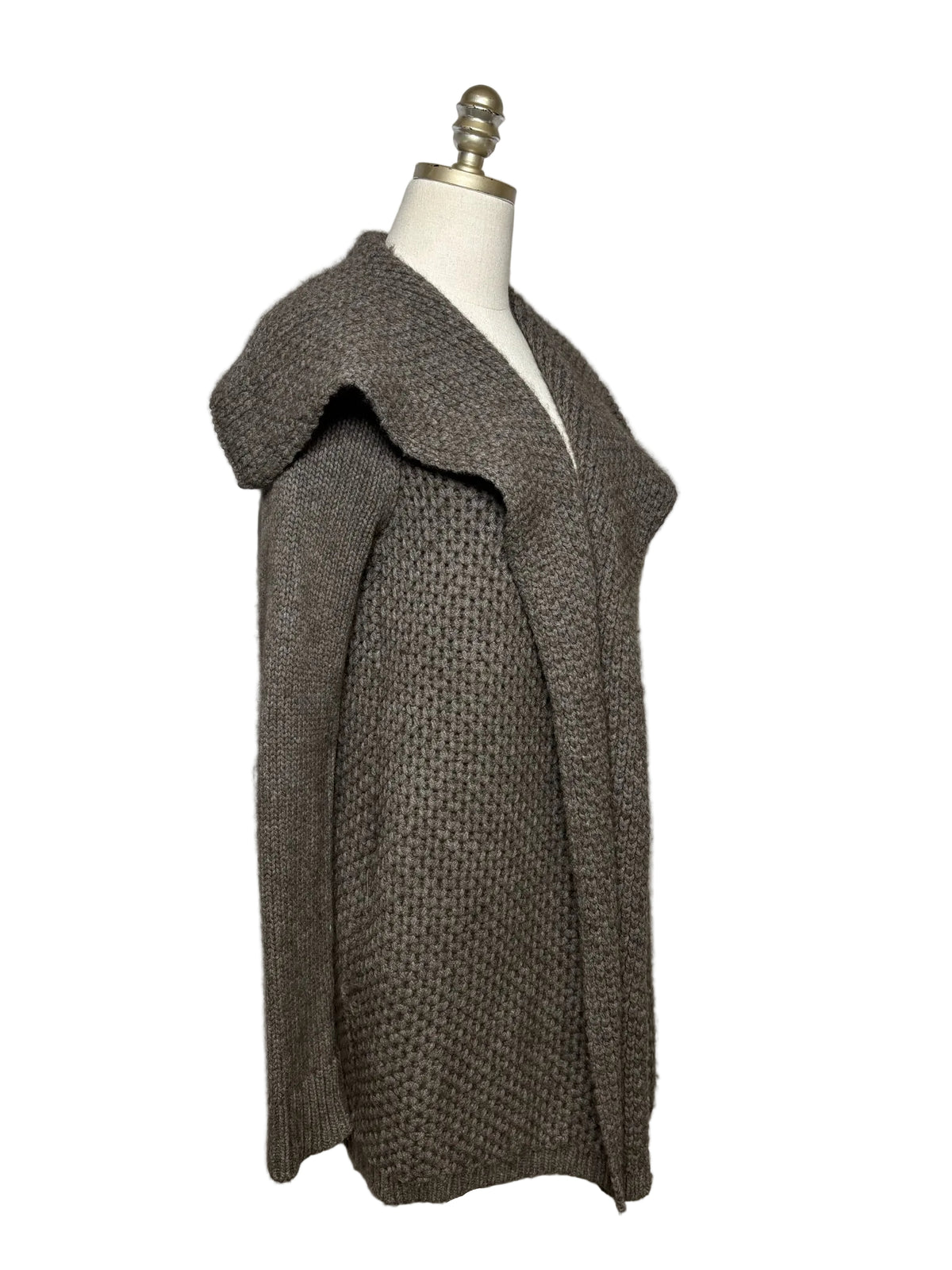 Women Size XS Vince Taupe Wool Yak Chunky Knit Pre-Owned Long Sweater