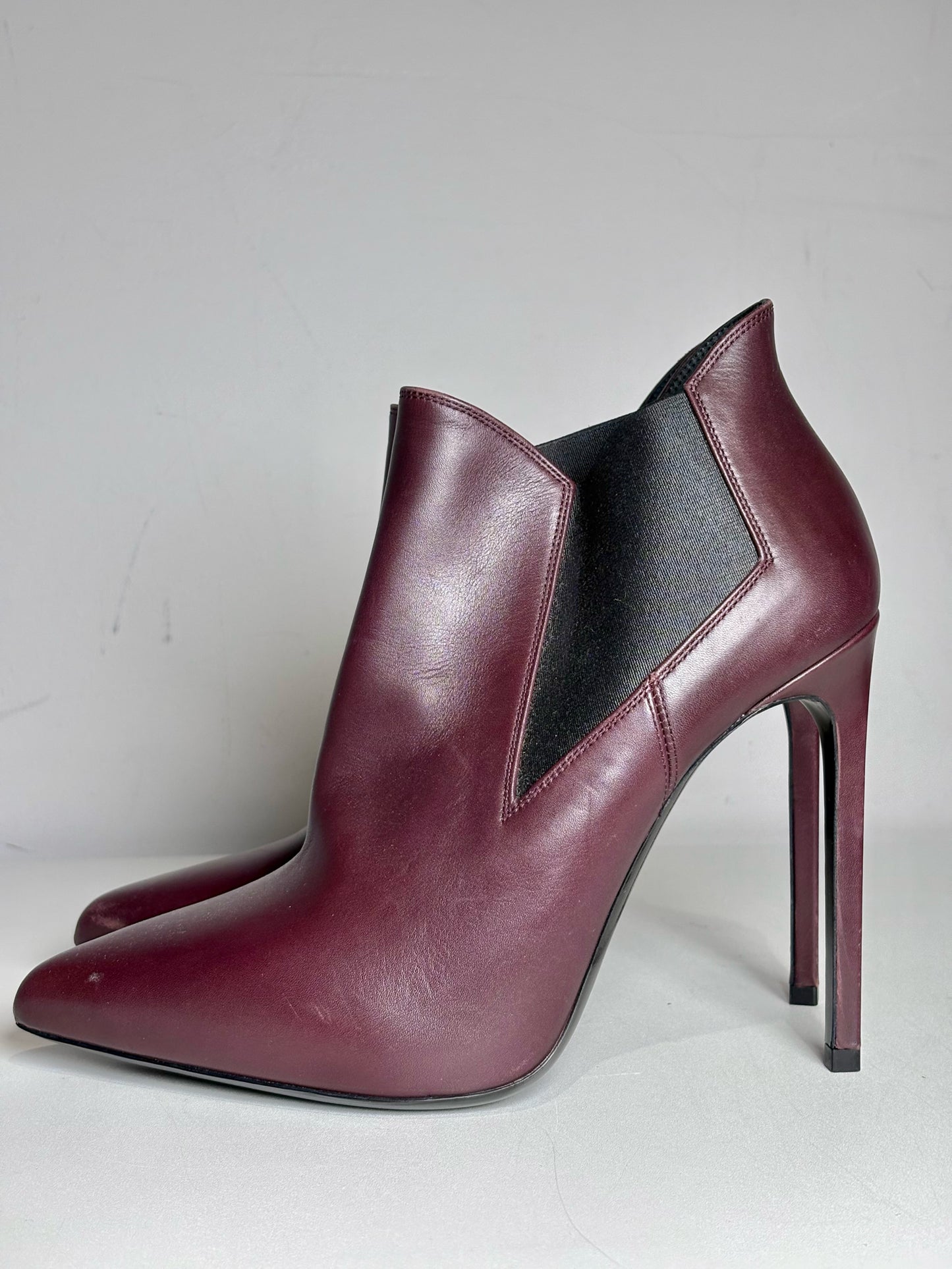 W Shoe Size 38.5 Saint Laurent Burgundy Leather Cowhide Women's Boots