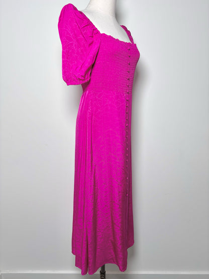 Women Size M ba&sh Fuchsia Embossed Viscose Dress