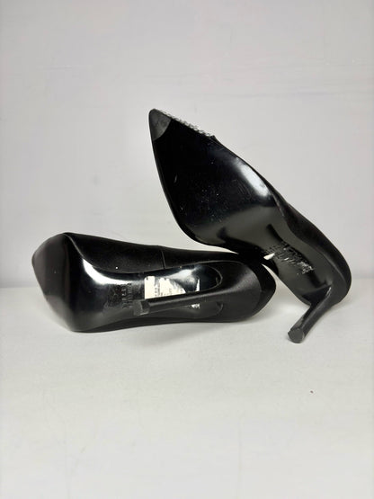W Shoe Size 8.5 Stuart Weitzman Black Satin Pre-owned Heels