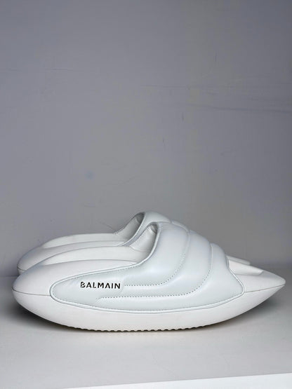 W Shoe Size 40 (10, US) Balmain White Leather, Rubber Lambskin Pre-owned Sandals