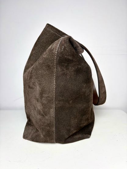 Simons Brown Suede Leather Shoulder Bucket Bag Pre-owned