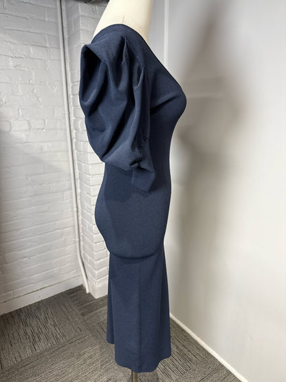 Women Size S Autumn Cashmere Navy Blue Midi Knit Dress