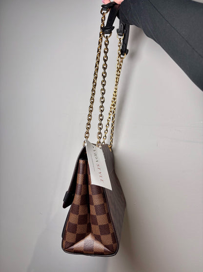 Coated Canvas Louis Vuitton Damier Ebene Brown Purse