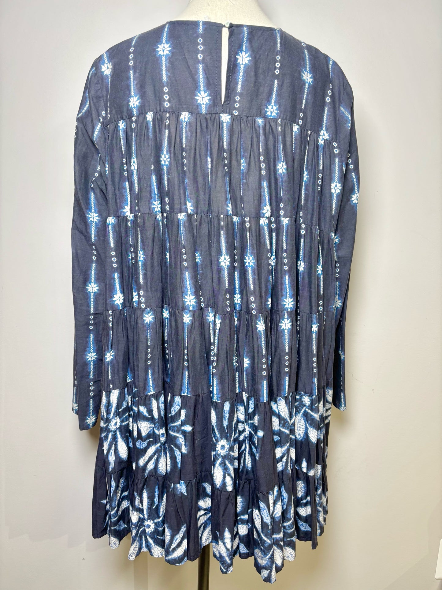Women Size M Merlette New York Blue Print Cotton Dress