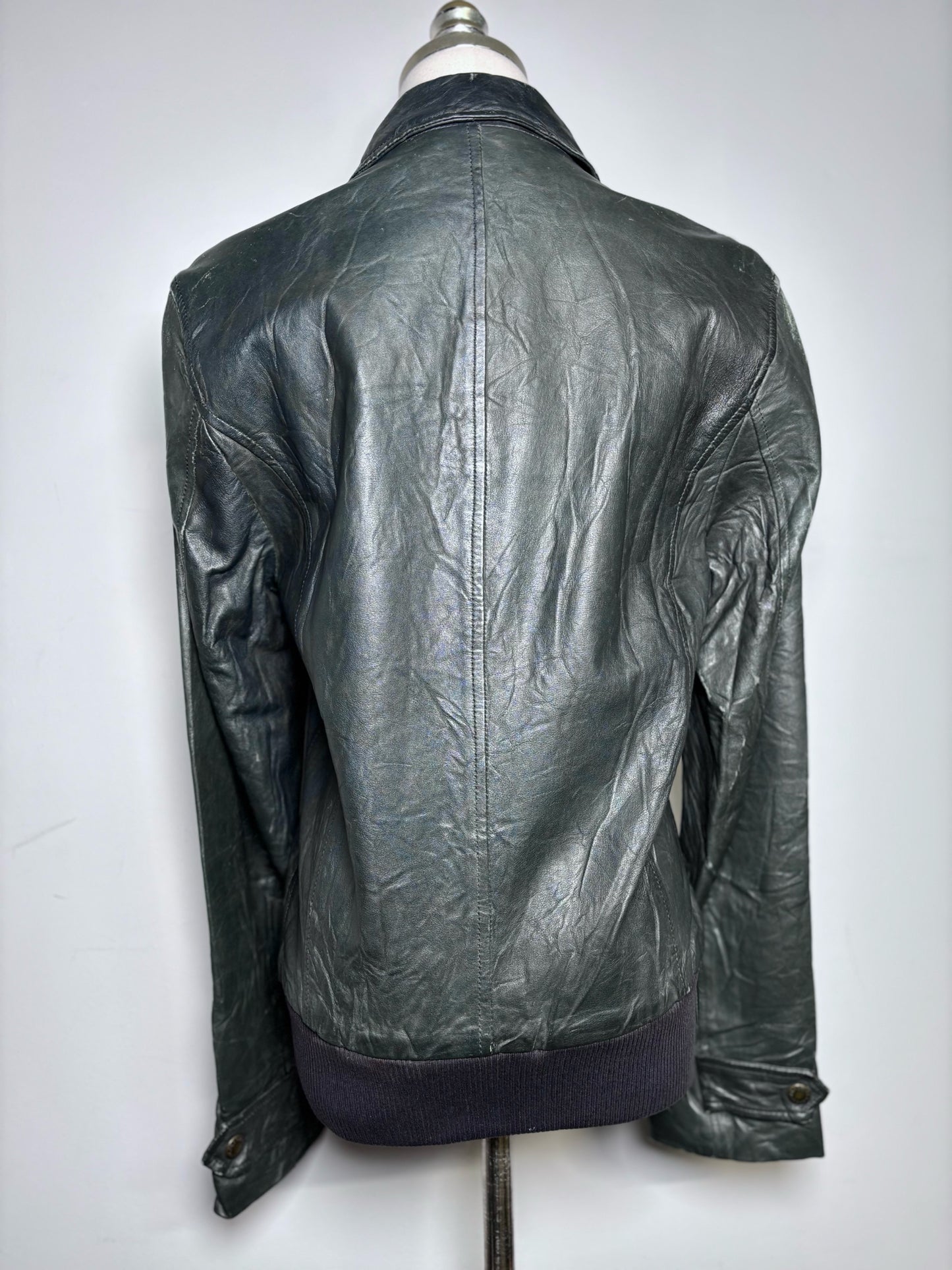 Women Size S Dolce & Gabbana Green Solid Leather Jacket