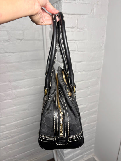 Coach Monogram Canvas, Leather Signature Black Purse