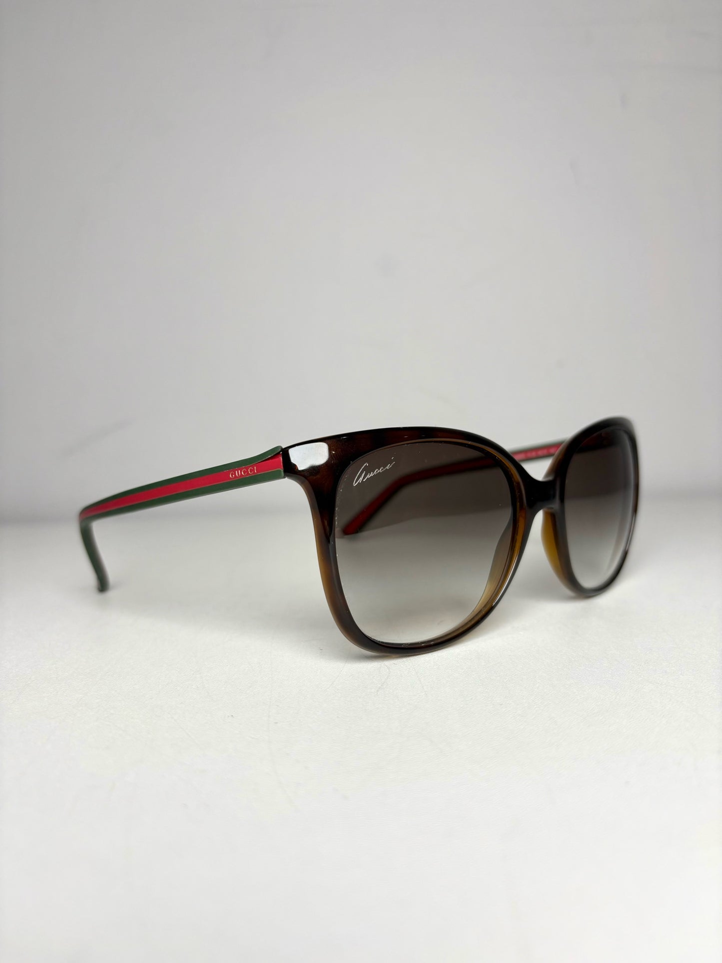 Women's Gucci GG 3649/S Brown w/Red, Green Web Stripe Acetate Sunglasses Pre-Owned