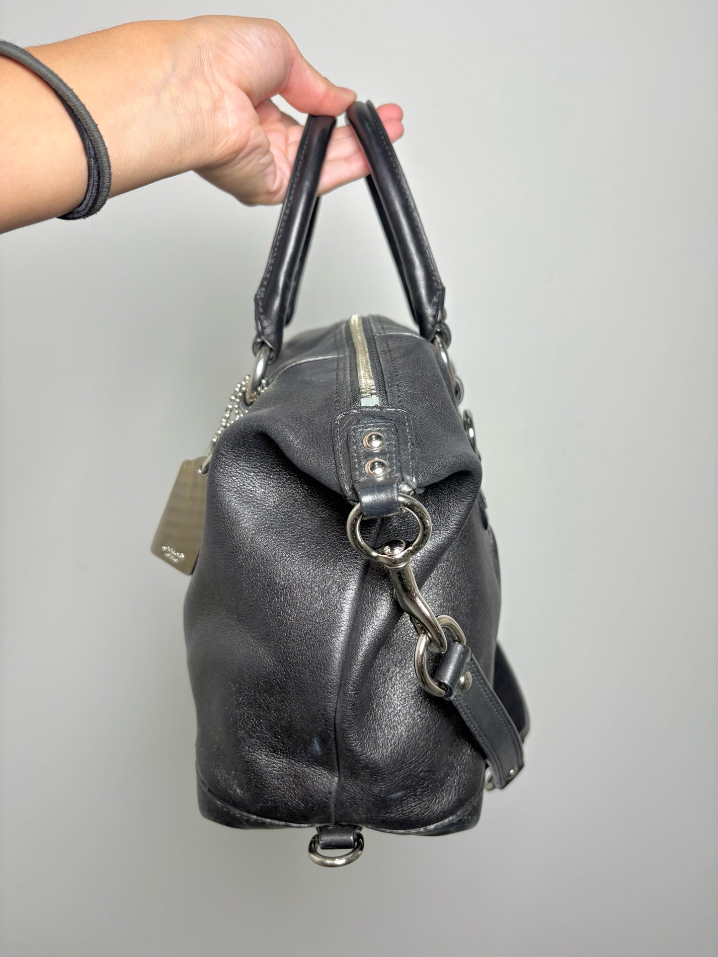 Coach Leather Black Cowhide Madison Sabrina Satchel Y2K Purse