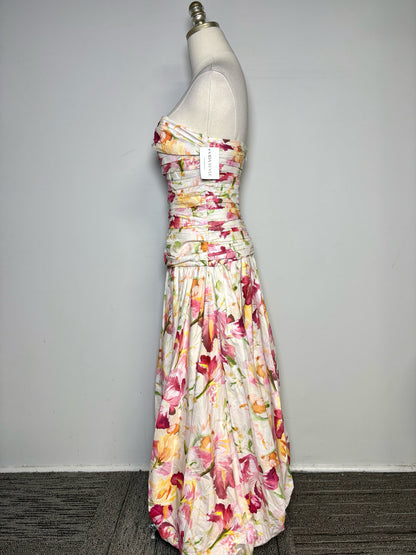 Size 4 Nicholas Pink Floral Print 100% Cotton Pre-owned, NWT Dress
