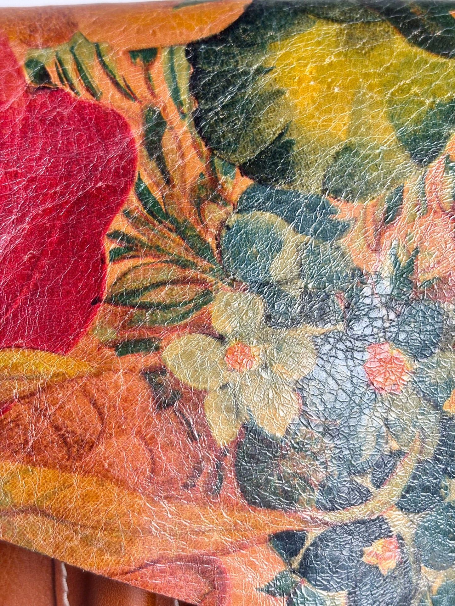 Women's Patricia Nash Saddle Bag Painted Flowers Vint Leather Pre-owned Caramel