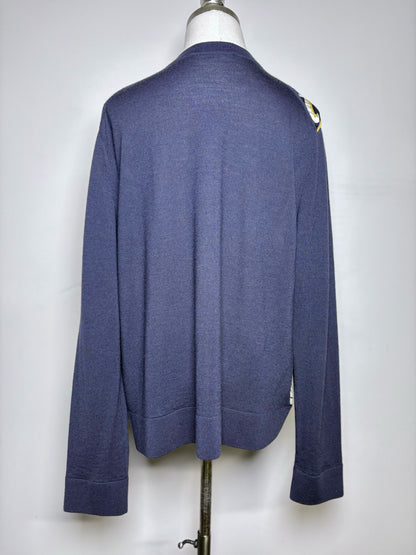Women Size XL Tory Burch Navy,yellow,white & purple Floral Abstract Cardigan