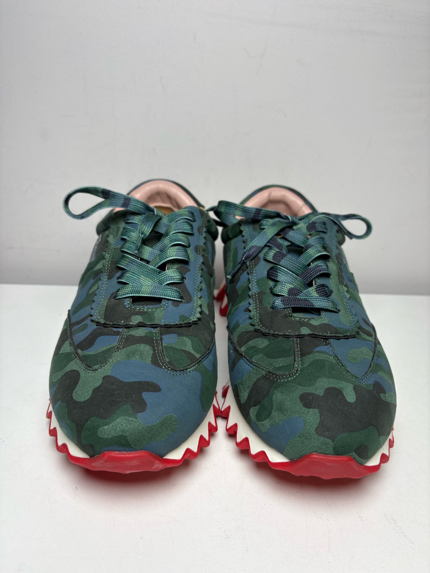 Men Size 44 Christian Louboutin Loubishark Green Camouflage Pre-Owned Authentic Sneakers