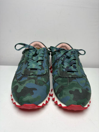 Men Size 44 Christian Louboutin Loubishark Green Camouflage Pre-Owned Authentic Sneakers