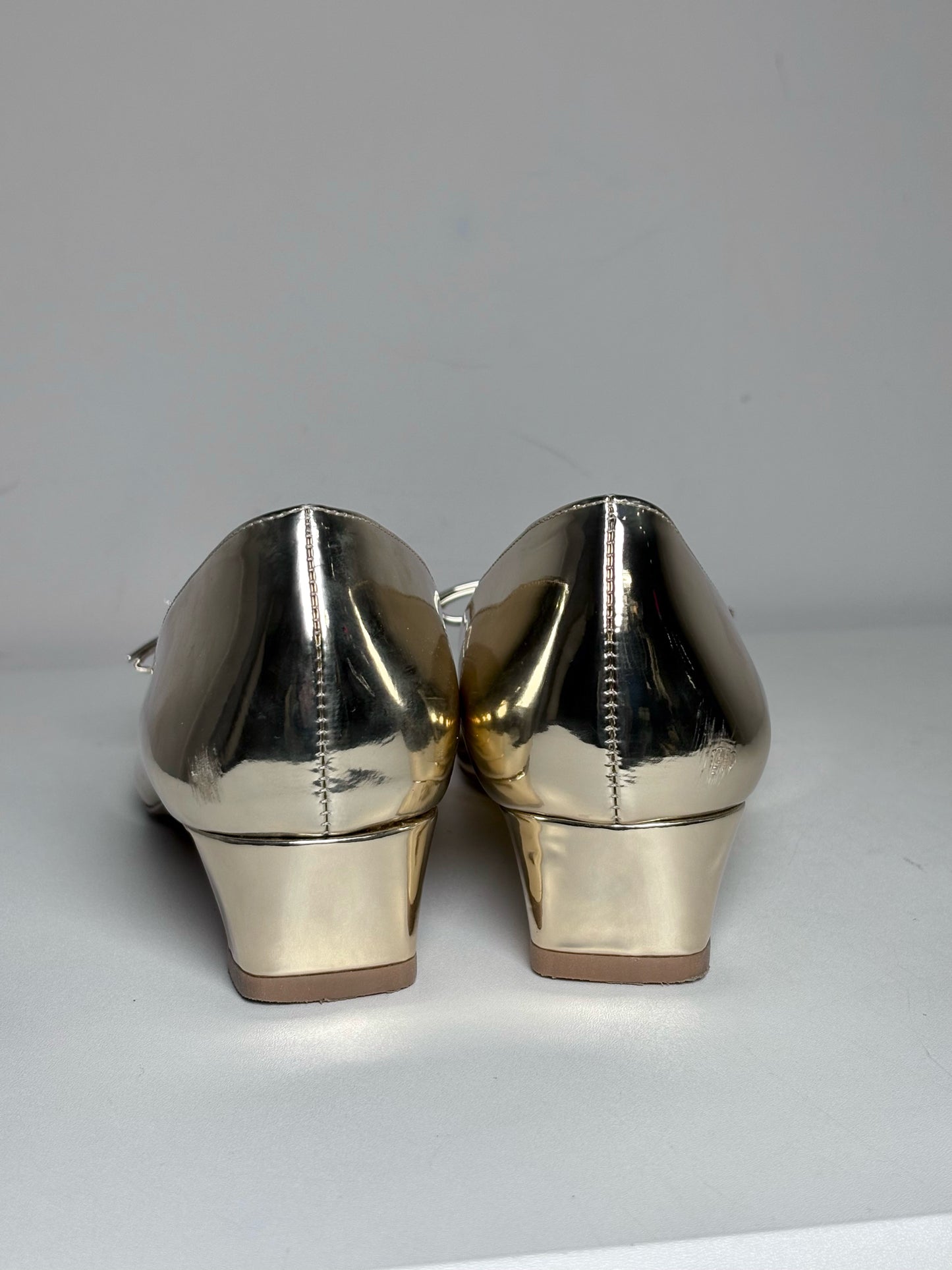 W Shoe Size 7.5 Frances Valentine Metallic Gold Vegan Leather Pre-owned Heels
