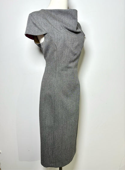 Women Size M Ports 1961 Charcoal Tweed Wool Sheath Dress