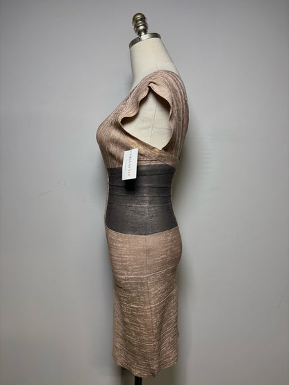 Women Size S Herve Leger Paris rose gold & gray Metallic Women's Dress