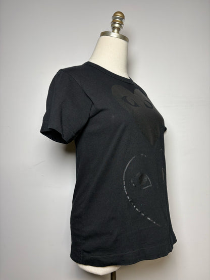Women Size L Comme des Garcon PLAY Black Heart Pure Cotton Pre-owned T-shirt