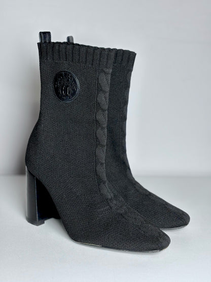 W Shoe Size 36.5 (6.5 US) Hermes Volver 60 Sock Black Ankle Boots